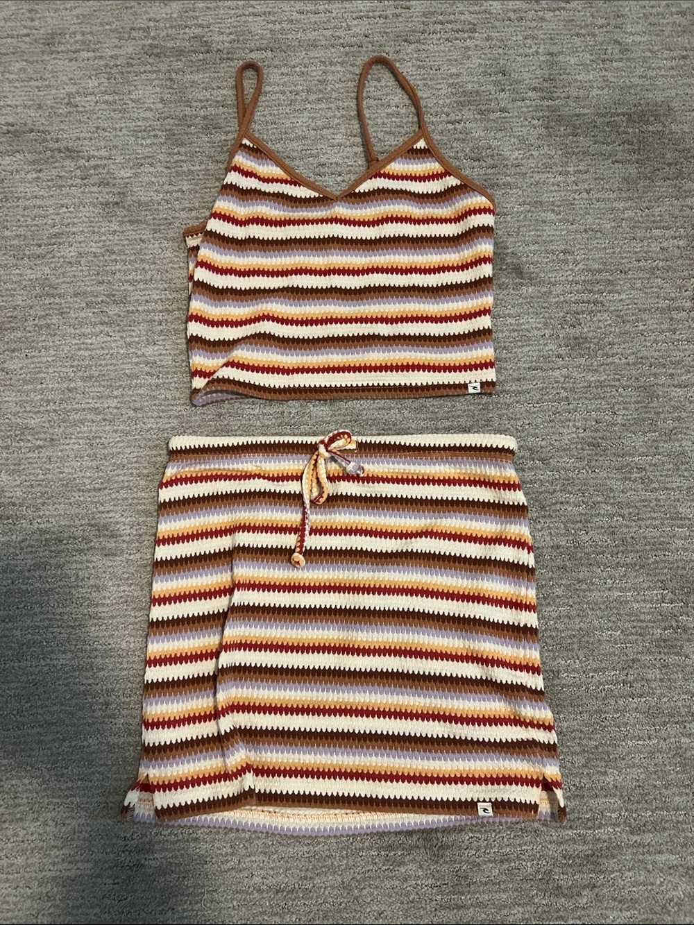 This is a Rip Curl Bobbi Stripe Cami and matching Mini Skirt